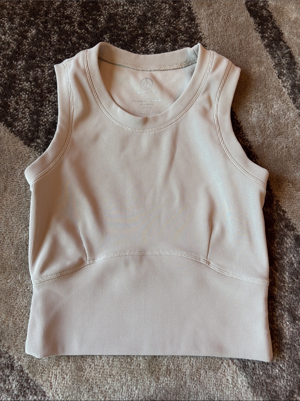 Sleeveless Ribbed Tank Top in Light Cream
